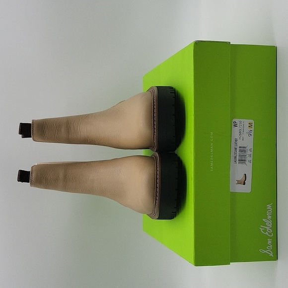 22- Sam Edelman Laguna Chelsea Waterproof Boots Sesame Leather Size 9.5 M NWT - Picture 13 of 16